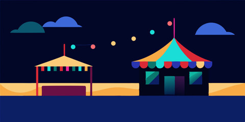 Night Market Festivities Colorful Stalls and Festive Lights