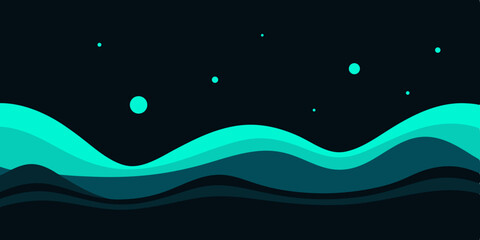 Abstract Teal Wave Design Serene Minimalist Background Illustration