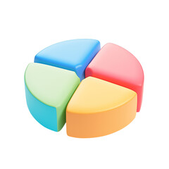 Obraz premium 3D clay model of a colorful pie chart, cute plasticine graph for data analysis and market share, isolated icon representing statistics, budget, and financial report.