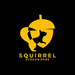 Squirrel simple gold color logo design vector template
