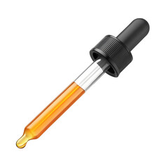 3d dropper with orange liquid isolated on transparent background