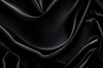 Black satin fabric, draped in soft folds