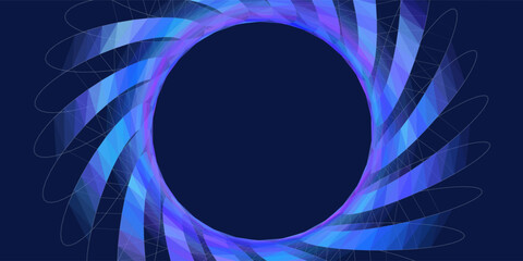 3D grid polygonale torus from blue elips in dark cyberspace.  Digital concept scientific, technology and computing. Quantum model computing.