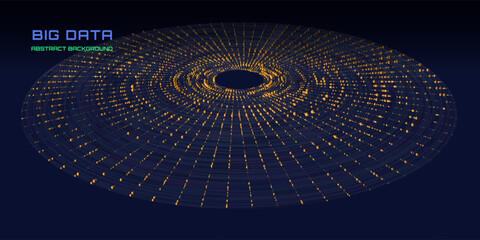 Abstract digital radial form data spheres in 3d virtual cyberspace. Big Data. Futuristic concept crypto currency blockchain. Vector Illustration.