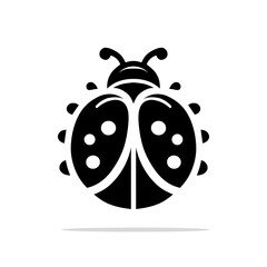 Vector illustration of a stylized black silhouette ladybug