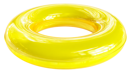 Shiny Yellow Torus, Glossy Reflective Object, Cut Out Transparent