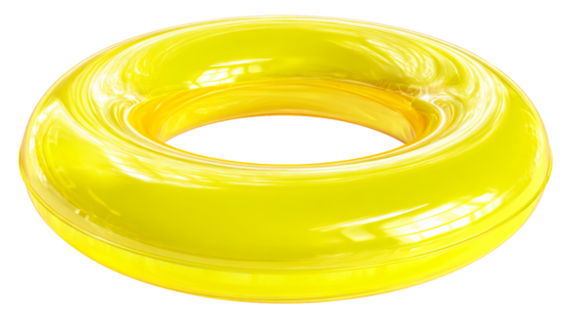 Shiny Yellow Torus, Glossy Reflective Object, Cut Out Transparent - Powered by Adobe