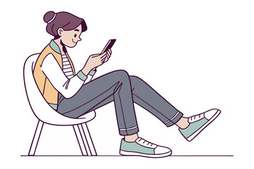 Modern Digital Engagement: A person is seated, engrossed in their phone, with their full attention focused on the screen. capturing the essence of digital age connection and personal tech habits.