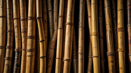 Fototapeta premium Detailed Closeup of Angklung Bamboo Tubes and Texture