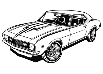 Classic american muscle car camaro vintage vehicle automobile design automotive transport vector illustration