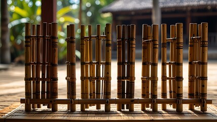 Obraz premium Several Traditional Angklung Instruments Arranged Neatly