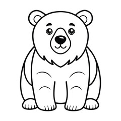 Cute bear outline cartoon educational coloring page for kids on white background