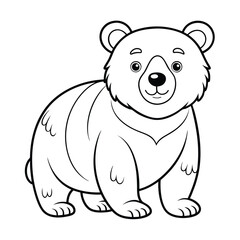 Naklejka premium Cute bear outline cartoon educational coloring page for kids on white background