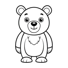 Fototapeta premium Cute bear outline cartoon educational coloring page for kids on white background