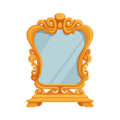 Ornate golden-yellow vanity mirror
