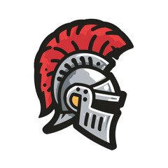 Profile view of a stylized Roman helmet