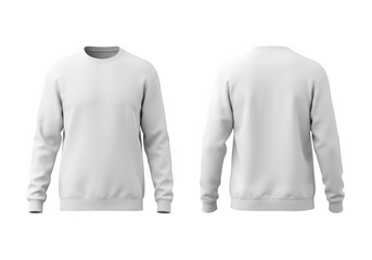 A versatile white sweatshirt mockup, presented in both front and back views. Isolated on white or transparent background. PNG format.