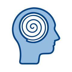 Outline of human head with spiral symbolizing mental process  
