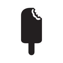 Chocolate ice cream Popsicle icon vector silhouette on a stick isolated on white background illustration