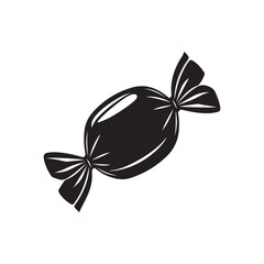 Flat Candy Icon Silhouette Vector Sign Symbol Illustration Wrapped Bonbon Hard Candy