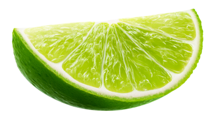 Vibrant green lime wedge, citrus freshness, flavorful food, cut out transparent