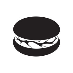 Macaron Cookie Silhouette Cream-Filled Cookie Vector Icon Illustration Food Snack Sign Symbol 