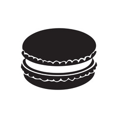 Macaron Cookie Silhouette Cream-Filled Cookie Vector Icon Illustration Food Snack Sign Symbol 