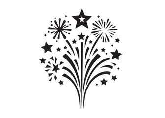 4th of july fireworks logo silhouette vector, fourth of july logo icon silhouette, fourth 4t of july with american flag and fireworks logo silhouettes vector on a white background