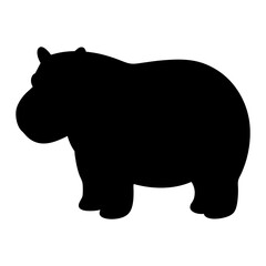 Fototapeta premium Hippopotamus silhouette vector, a black animal vector art design, and a silhouette of a hippopotamus isolated on a white background