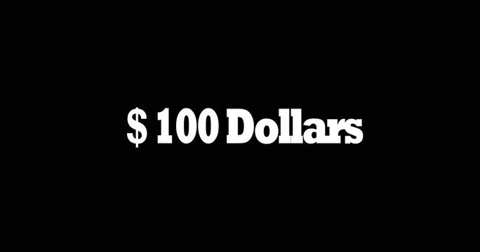 Clean looping animation from 0 to 100 dollars. Great for small-scale finance, income updates, micro business growth, pricing or saving visuals.