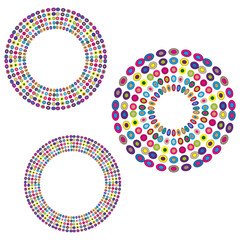 Colorful circle pattern. Abstract geometric forms. Vibrant ring arrangement. Vector illustration.