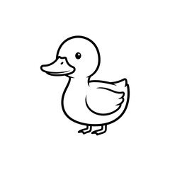 Obraz premium Cute duck illustration in simple line art style 
