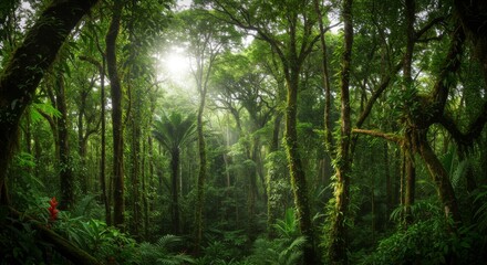 Lush Green Rainforest Sunlight Canopy