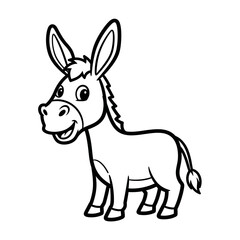 Fototapeta premium Cartoon donkey smiling happily with raised ears and tail 