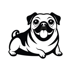 pug dog cartoon lying down vector icon isolated on white background