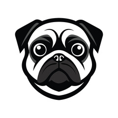 pug dog face vector icon isolated on white background