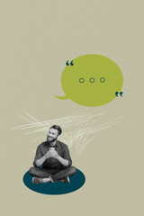 Vertical image photo collage of happy girl guy stand bubble communication chatterbox speech...