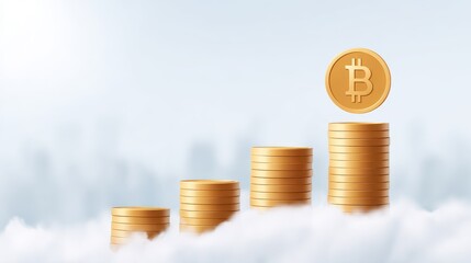 Long-term cryptocurrency investment strategy, showing futuristic wealth growth and digital assets.