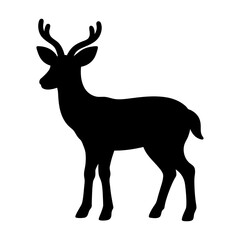 Obraz premium Deer silhouette vector, a black deer vector art design, and a silhouette of a deer animal isolated on a white background