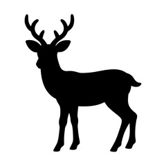 Obraz premium Deer silhouette vector, a black deer vector art design, and a silhouette of a deer animal isolated on a white background