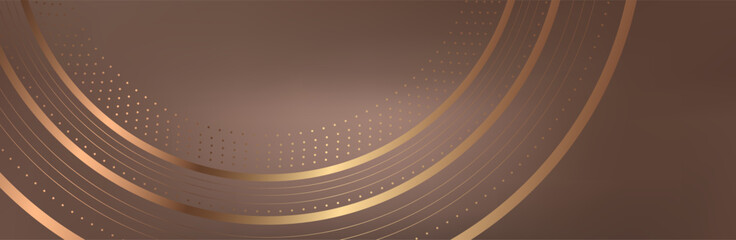 Abstract brown gold circle shape with golden glowing frame and glitters. Vector illustration.
Geometric backdrop with golden glittering particles. Holiday banner design. Minimalist decoration