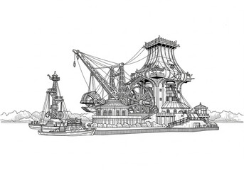 Les Machines de l&rsquo;&Icirc;le in Nantes one line drawing