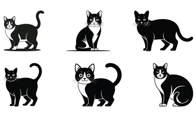 set of cats silhouettes