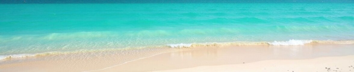 Obraz premium Calm turquoise water, gentle waves lapping sandy shore, light, sky