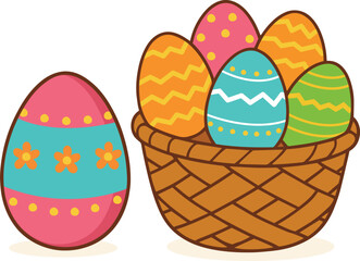 Colorful Easter Eggs Basket Illustration