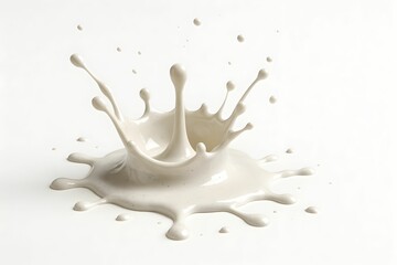 White Grout Adhesive Splash on White Background, High-Speed Macro, Construction Texture.