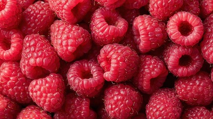 Fresh raspberries forming a tasty background for healthy eating