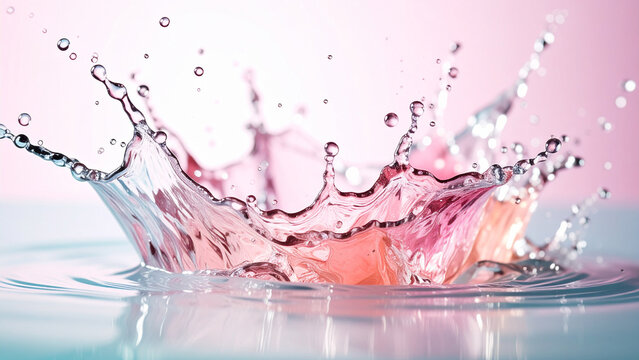 ピンク色の水しぶき