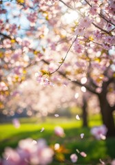 Fototapeta premium Pink Cherry Blossoms in Sunlight