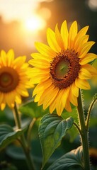 Obraz premium Sunflowers Basking in Golden Sunlight A Stunning Summer Display of Natures Beauty